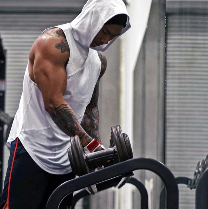 Brand Clothing Bodybuilding Muscle Guys Fitness Mens Gym Hooded Tank Top Vest Stringer Sportswear Cotton Sleeveless Shirt Hoodie
