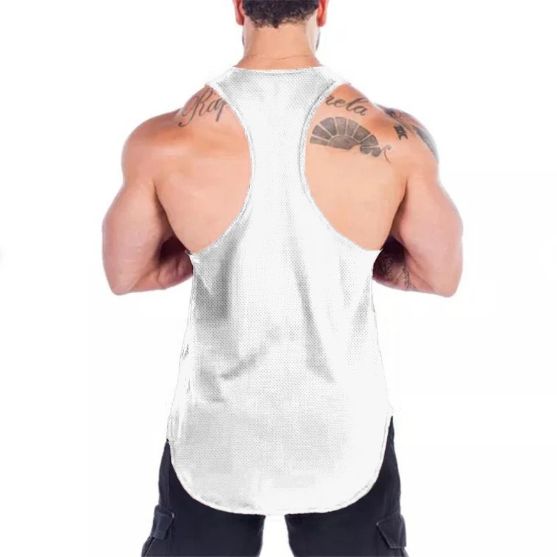 Men Summer Gym Clothing Fitness Sports Stringer Tank Top Men Bodybuilding Vest Running Vest Workout Sleeveless Shirt O-neck