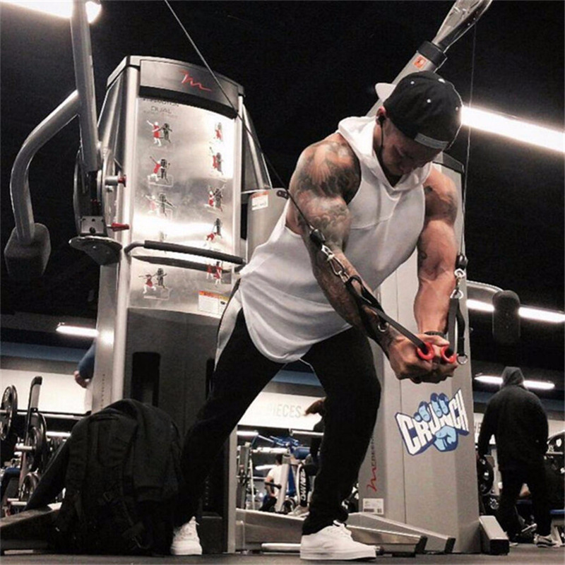 Brand Clothing Bodybuilding Muscle Guys Fitness Mens Gym Hooded Tank Top Vest Stringer Sportswear Cotton Sleeveless Shirt Hoodie