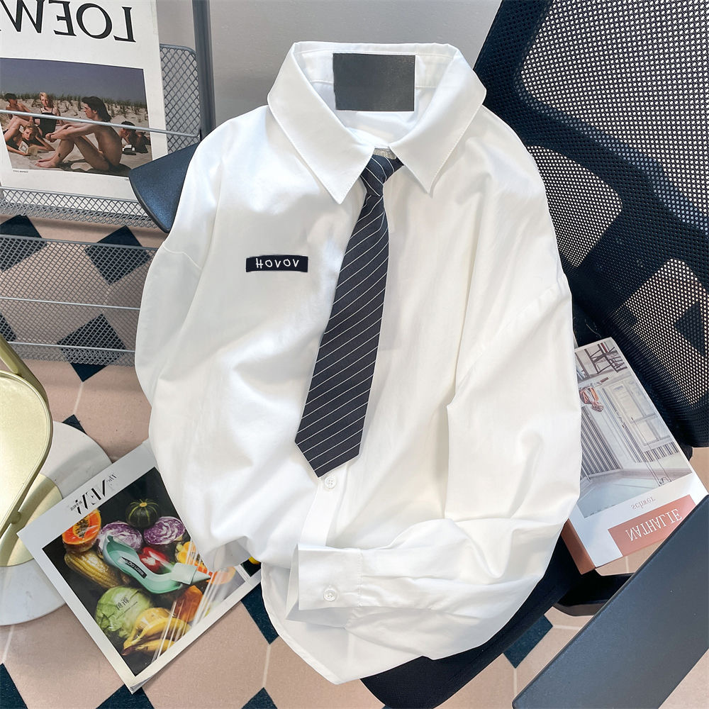 Women White Shirt Autumn Long Sleeve Jacket Top