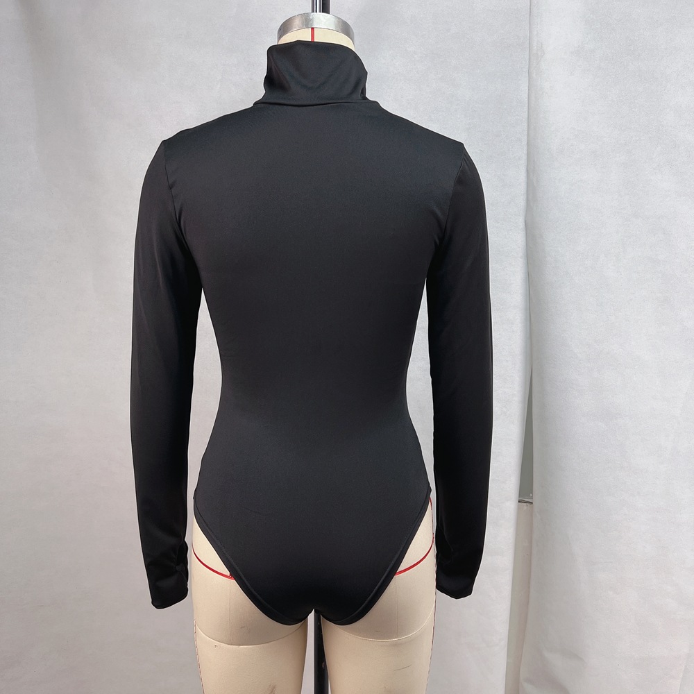 OM-2025 Fall/Winter Sexy High-Neck Long-Sleeved Tight-Fitting High-Elastic One-Piece Fitness Sports Women's Top