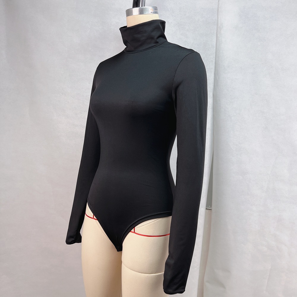OM-2025 Fall/Winter Sexy High-Neck Long-Sleeved Tight-Fitting High-Elastic One-Piece Fitness Sports Women's Top