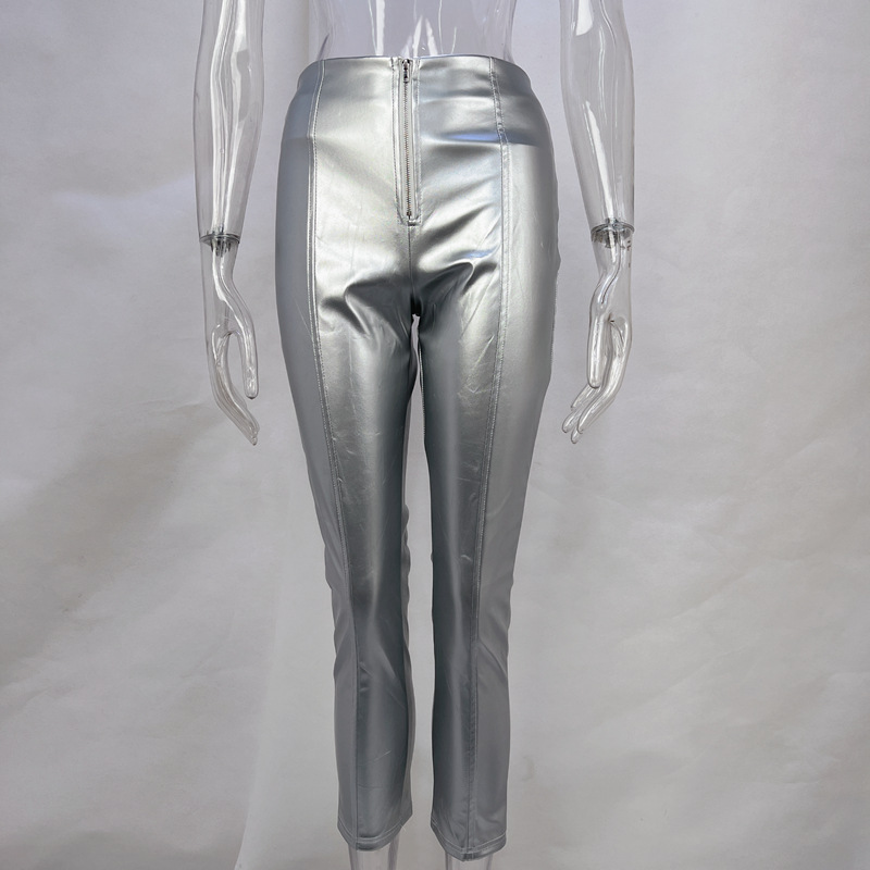 OM-2025 Fall/Winter Hot Item Fashion High-Waisted Butt-Lifting Skinny Slimming PU Leather Pants Women's Pants